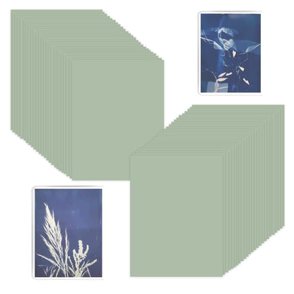 Sun Print Paper Kit Cyanotype Paper Blueprint Papers for Arts Crafts DIY Project High Sensitive Papers Fun Solar Craft Activities (50 Sheets & 1 PVC Cover)