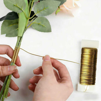 114 Yards 22-Gauge Gold Floral Metal Wire: Flexible Paddle Wire for Flower Arrangements, Crafts, Christmas Wreaths, Trees & Garlands