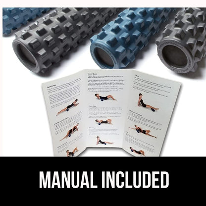 RumbleRoller - Extra Firm Textured Muscle Foam Roller Manipulates Soft Tissue Like A Massage Therapist (Black, Mid Size)