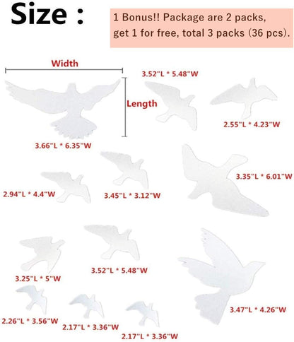 Anti-Collision Window Bird Stickers Decals, Protect Glass Door and Save Birds from Strikes (Transparent-36 Pcs)
