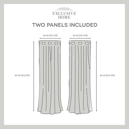 Exclusive Home Loha Linen Grommet Top Curtain Panel Pair, 54"x84", Black Pearl