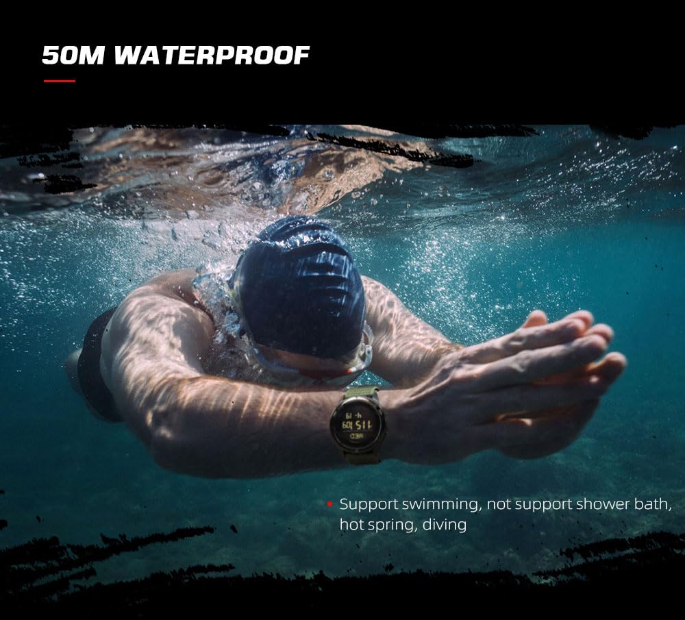 NORTH EDGE Military-Watch for Men - Tactical Survival Watch, Men's Women's Digital Wrist Watches for Sports Outdoors, Pedometer, Compass, Calories, Durable Nylon Band (Black, Nylon Band)
