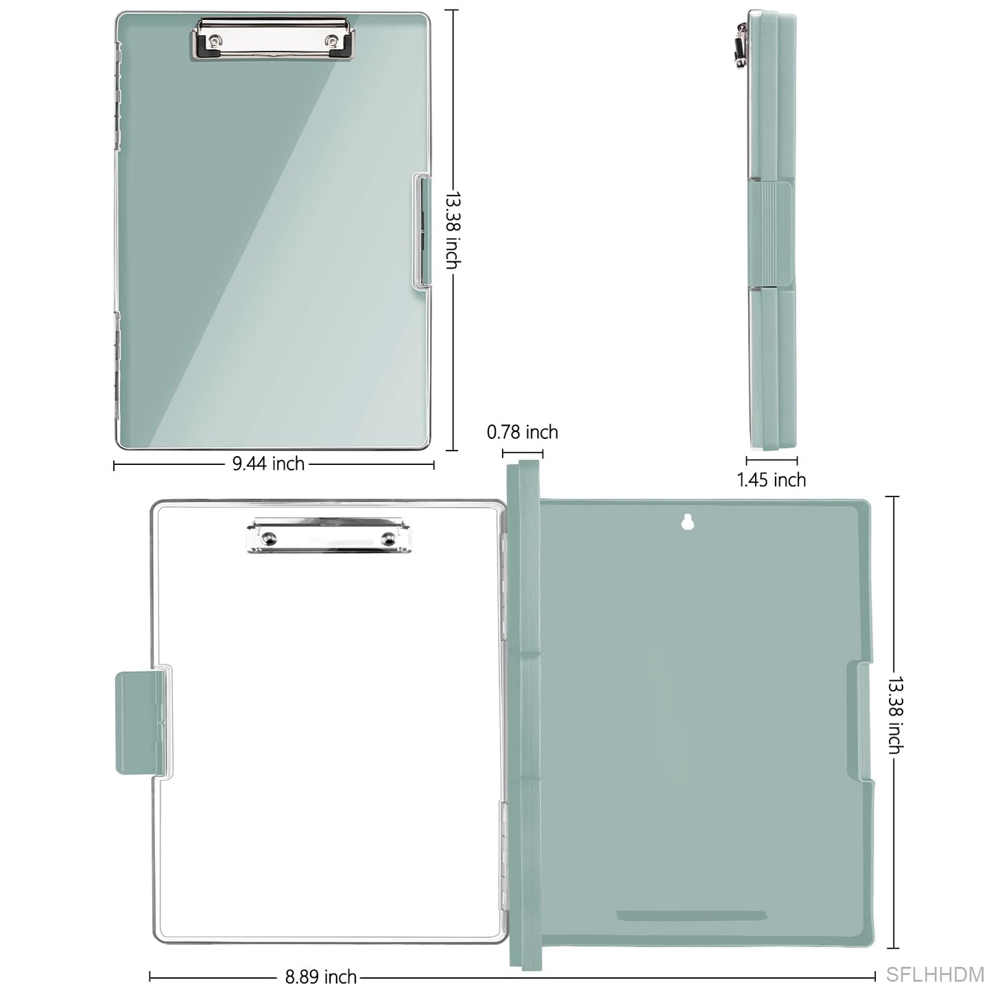 SFLHHDM Clipboard with Storage,Heavy Duty Clip Boards 8.5x11 with 2 Storage Case,Clear Visible Panel Storage Clipboards,Side Opening Nursing Clipboard Folder for Office Supplies-Dark Green