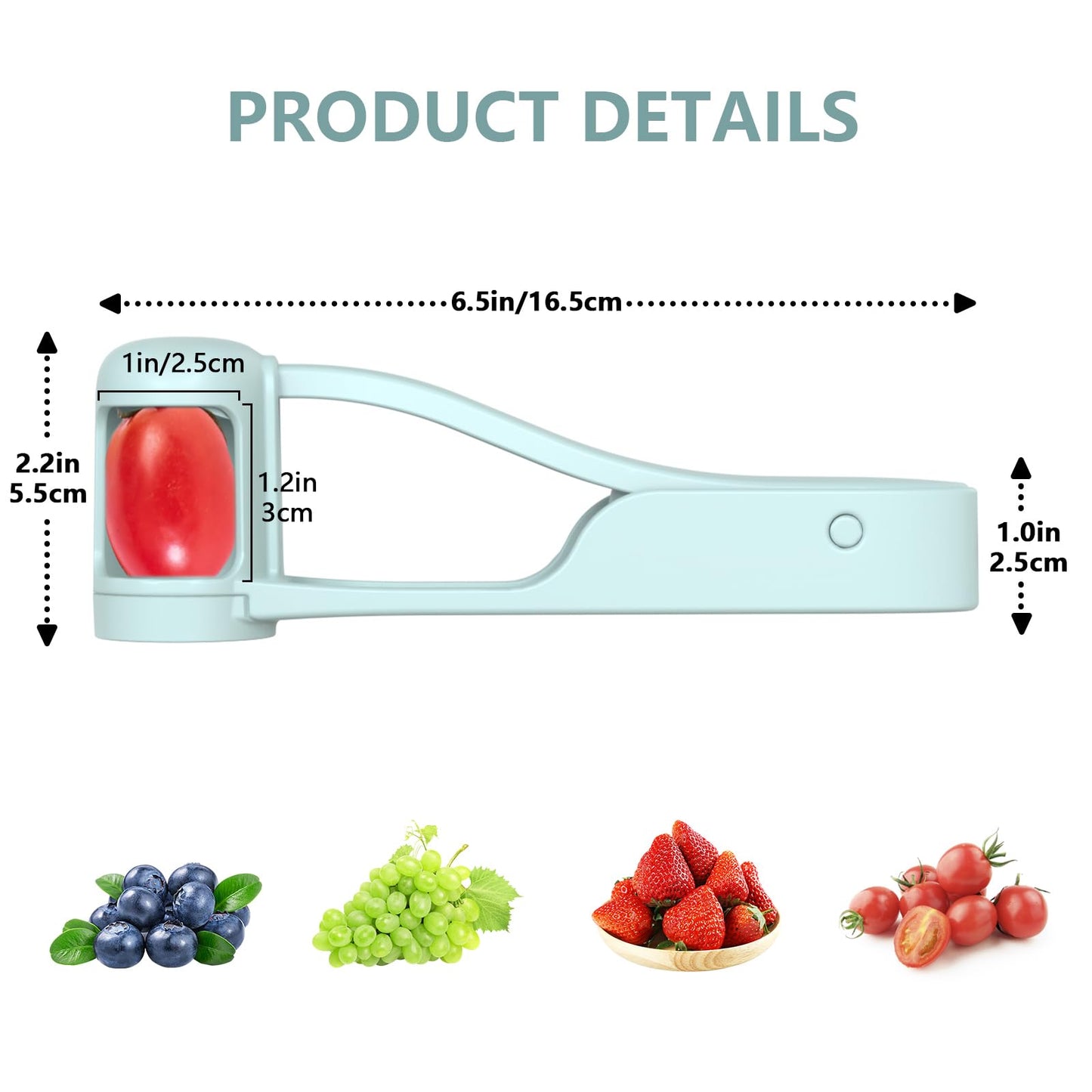 Luvan Grape Cutter for Toddlers, Grape Slicer for Baby, Grape Tomato Cherry Strawberry Cutter Tools Into 4 Pieces for Vegetable Fruit Salad, Stainless Steel Quarter Grape Slicer Kitchen Gadget