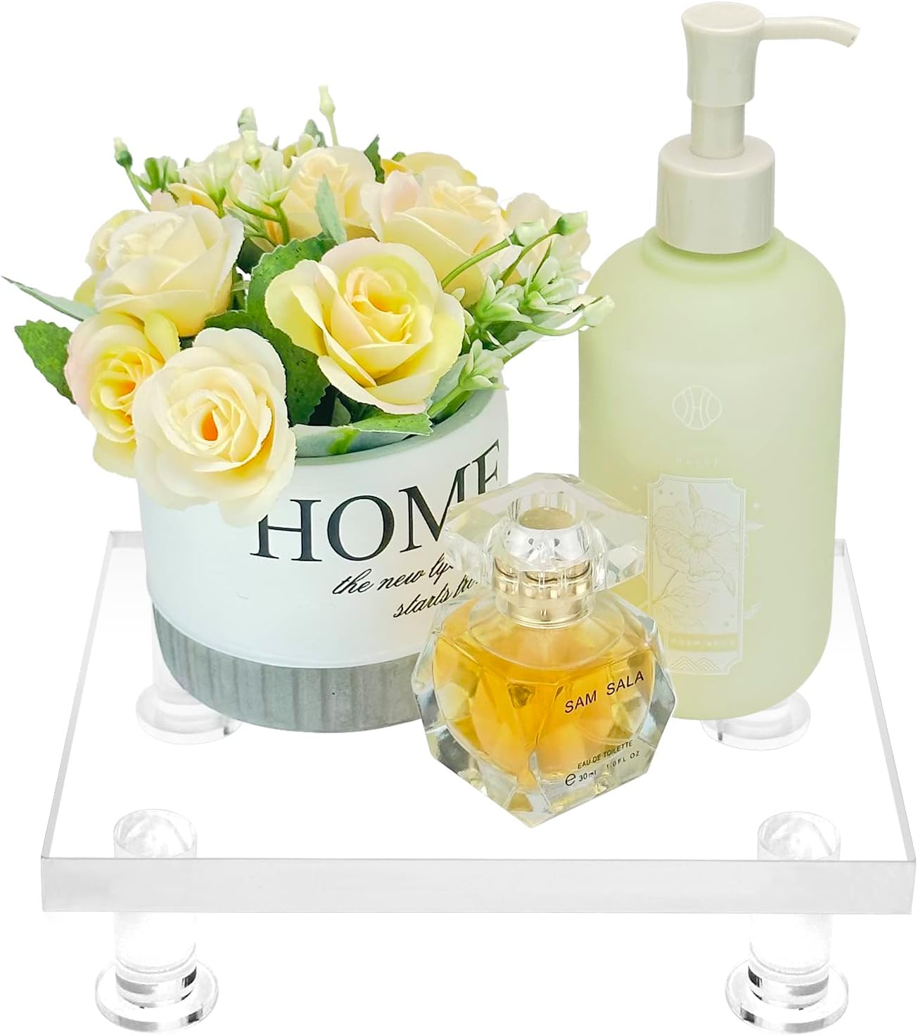 Bigfety Clear Acrylic Pedestal Tray Stand Riser for Bathroom Kitchen Countertop Home Decor