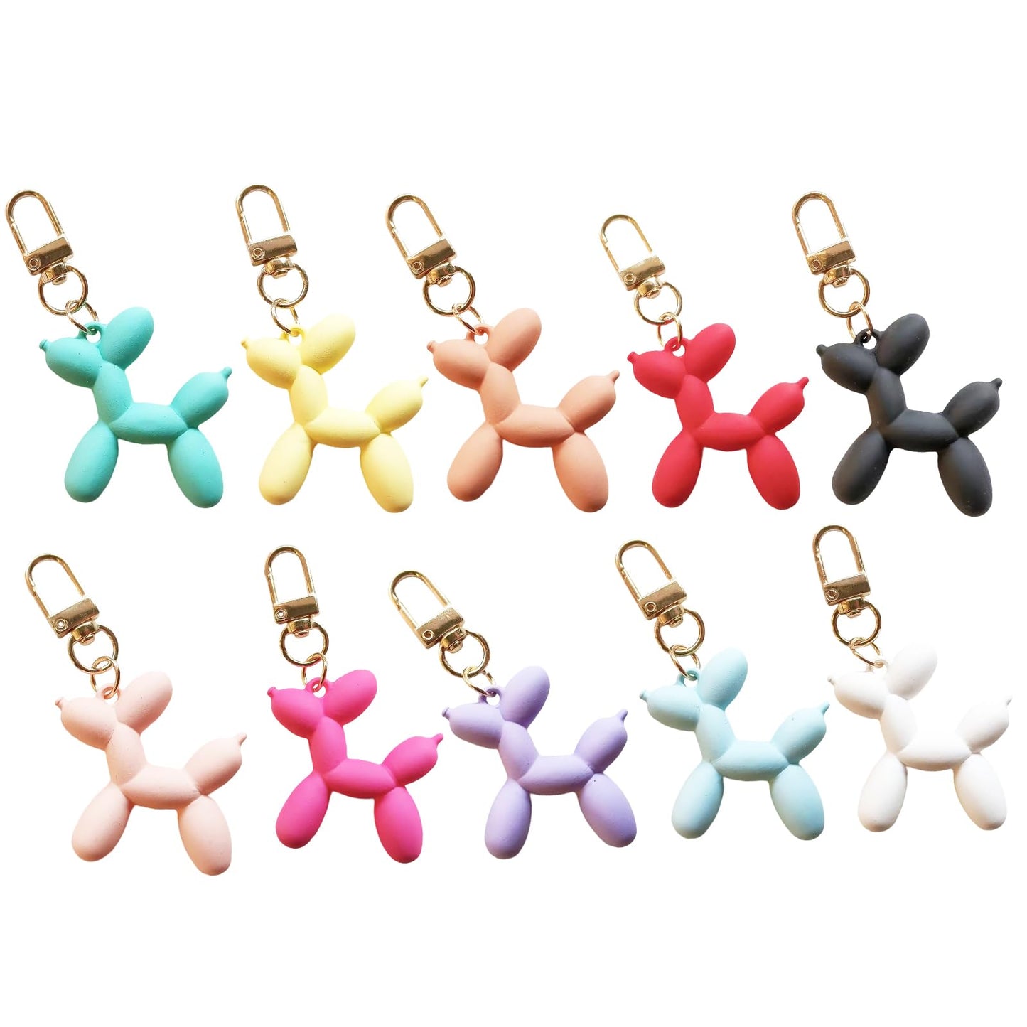 FANEVER Jelly Balloon Dog Keychain Bulk for Women Teen Girls Cute Designer Bag Charm for Backpack Purse Tote Handbag Bookbag (10 Pack-Multicolor 03)