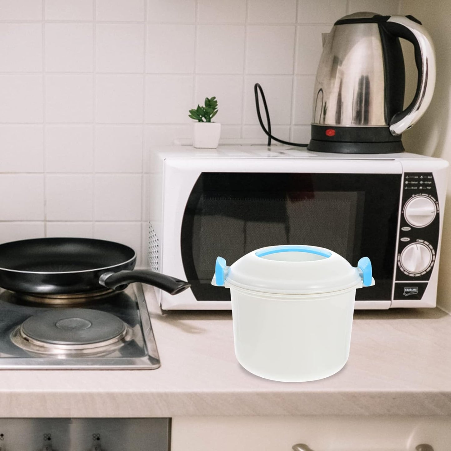 Microwave Rice Steamer Cooker with Double Vent Design for Convenient Steam Discharge, Small Rice Maker