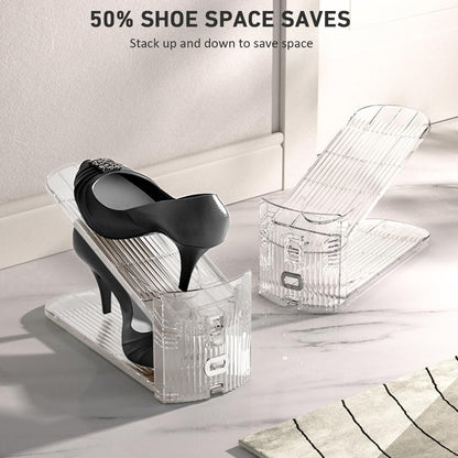 12 Pack 3.7''to 7.7'' 50%,Easy Clear Shoe Slots Organizer - Adjustable Height Shoe stackers for a pair of shoes ,Shoe
