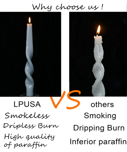 LPUSA Olive Green Spiral Taper Candles Handmade Twisted Candle Conical Stick Candles for Holiday Wedding Party Wax Unscented Dinner Candle Dripless,Christmas Gift H 10 Inch, 4pcs（Olive Green）