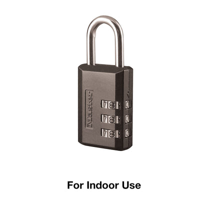 Master Lock Black Combination Padlock, Indoor Gym Locker Lock with Customizable 3-Digit Code for Luggage, Backpacks, Cabinets, 647D