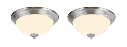 Aspen Creative 63017-12 LED Dimmable Flush Mount Ceiling Light Fixture, Transitional Design in Satin Nickel Finish, Frosted Glass Diffuser, 11" Diameter, 2 Pack