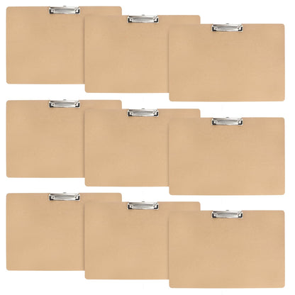 PEDOBALI 9 Pcs 11x17 Clipboard with Low Profile Clip Extra Large Wood Clip Board Desk Brown Landscape Wooden Horizontal Lap Board for Art Sketch Drawing School Classroom Architects Office