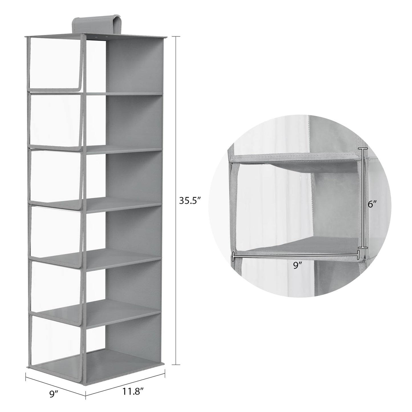 KEEGH Hat Rack with Dust Cover All-round Protect 6 Shelf Hat Storage Hat Organizer for Baseball Caps, Visible Baseball Cap Organizer Hat Holder for Closet, Clear/Grey