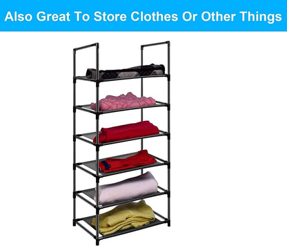 Easyhouse 6 Closet, Tier Metal Structure Free Standing Shoe Rack for Small Space Entryway, Bedroom, Narrow Vertical
