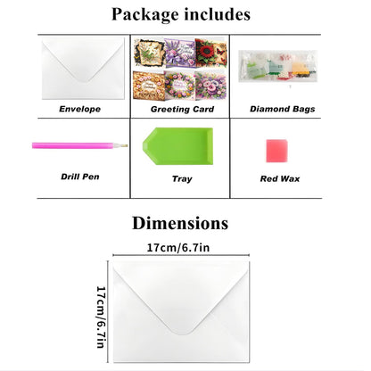 ACSAUMMY DIY Diamond Birthday Greeting Cards Art Kits with Envelopes 6pcs Flower Diamond Painting Kits 5D Gem Art Blank Birthday Diamond Painting Greeting Cards Assortment for Family Friends Colleague
