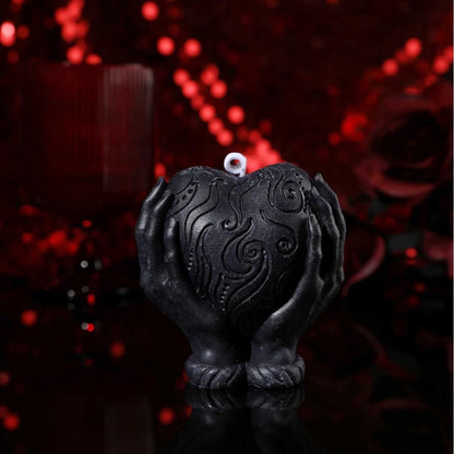 Romantic Hand Holding Heart Candles, Low Temperature Body Safe Drip Wax Play for Adult, Sensual Massage & Bedroom Decor for Sensory Play (Black)