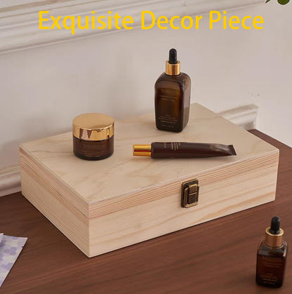 YXFZPAN Wooden Box with Hinged Lid - 8x6x3 Inch Natural Gift Box for Craft DIY Jewelry Boxes - Small Reusable Storage for Home Decor Art Supplies