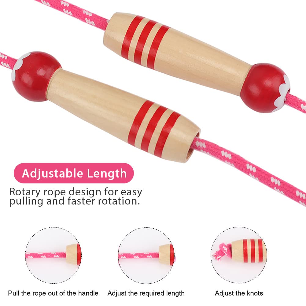 Jump Rope Kids, 7ft Adjustable Cotton Skipping Rope with Wooden Handle for Boys and Girls Fitness Outdoor Exercise