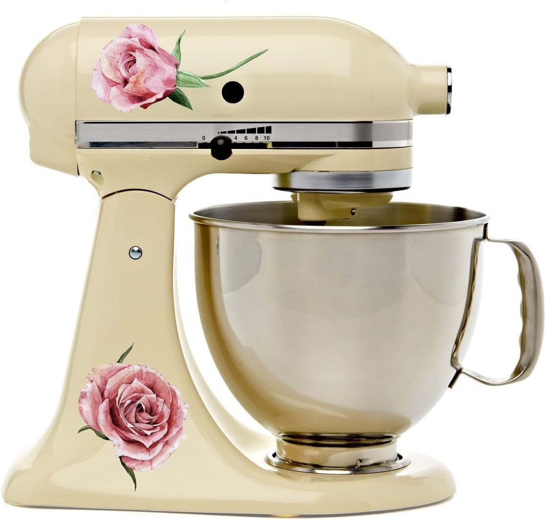 Victorian Roses Floral Bakery Vinyl Decals for Kitchen Mixers, Stickers