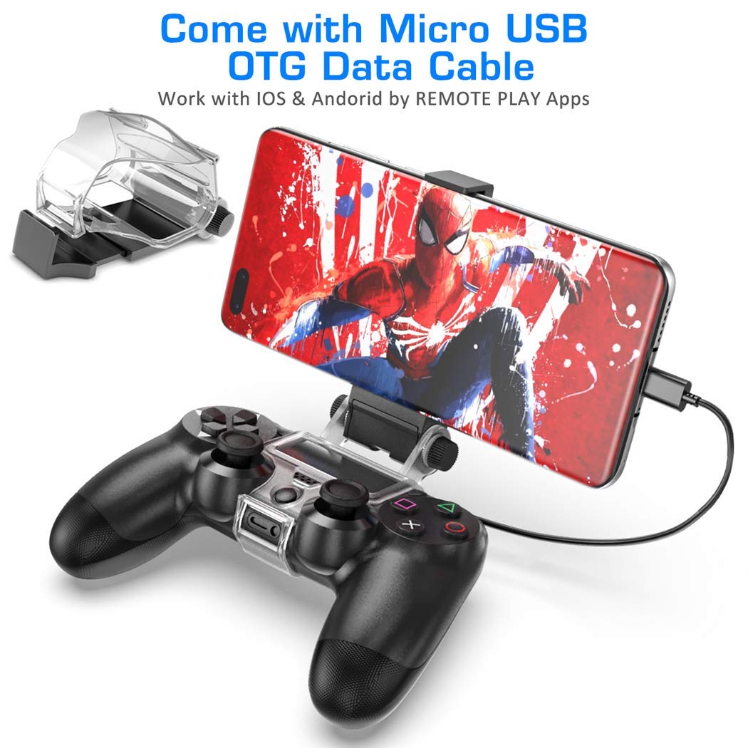 OIVO PS4 Controller Phone Mount Clip - Mobile Gaming Clamp Bracket Holder with Adjustable Stand for Dualshock 4 Controllers