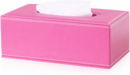 S Forever Decorative Napkin Box, Faux Leather Rectangular Tissue Box Cover, Pink L