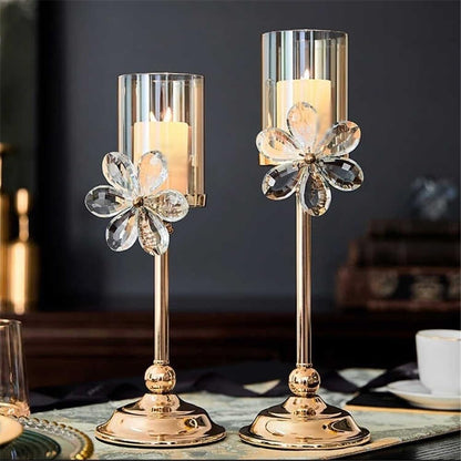 YUHUAWF Candle Holderss Light Luxury Crystal Petal Glass Candlestick Retro Table Decoration Ornaments Candle Holder Decorative Candlestick(Clear,Small)