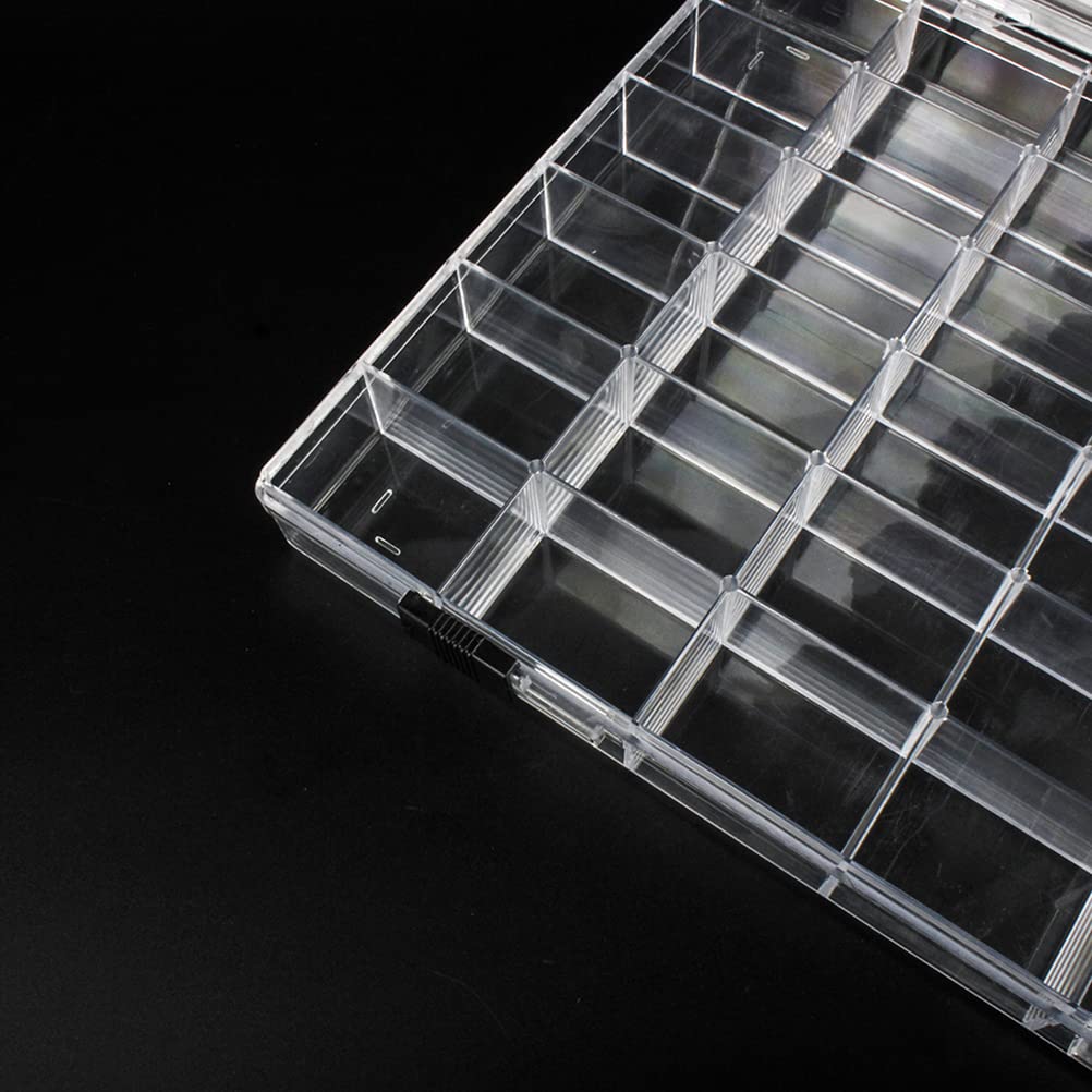 Chemlliy 36 Grids Clear Plastic Organizer Box, Craft Storage Container for Beads Organizer, Art DIY, Crafts Jewelry Storage, Fishing Tackles, Rock Collection, 2 Pack