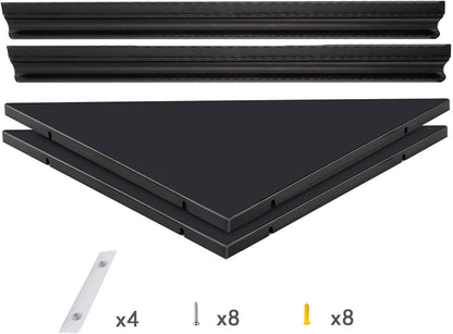 evron 2 Pack) Wall Mount Corner Shelf,Easy to Install Metal Front Floating Corner Shelves with Self-Adhesive Tapes