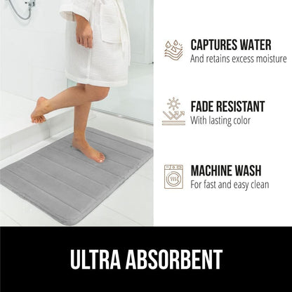 GORILLA GRIP Memory Foam Bath Mat, Soft Absorbent Bathroom Rug, Machine Washable Cushioned Floor Mats, 30x20 Graphite