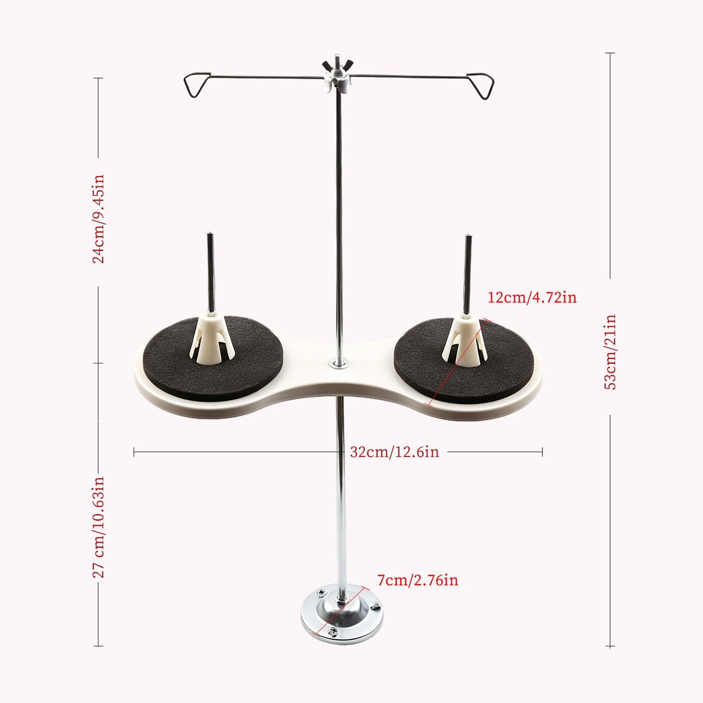 Skysewing 228776 21in Cone Thread Stand Spool Holder for Industrial Household Sewing Embroidery Quilting Serger Machines, 2 Thread Stand for Smoother Feed, 12cm Spool Holder with Steady Iron Base