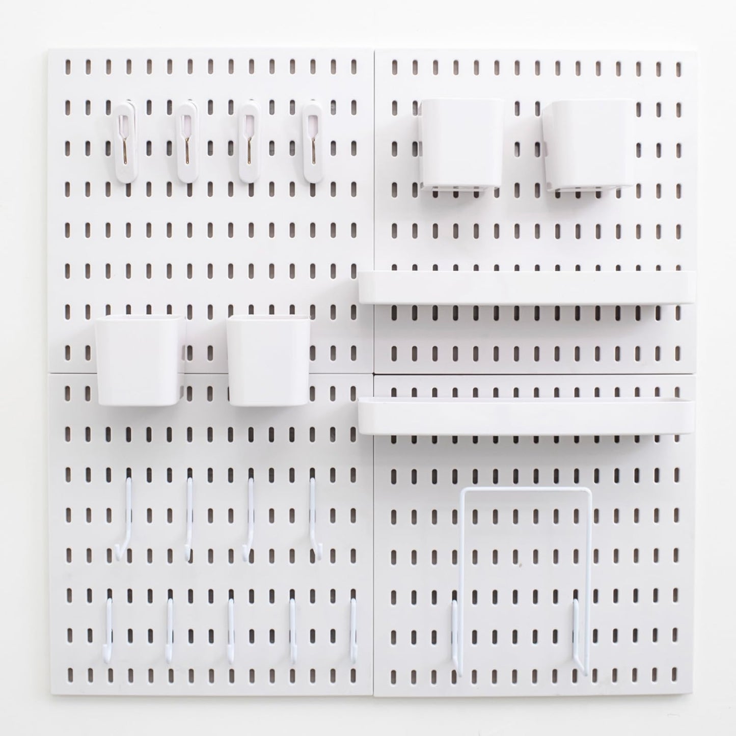 RIVTUN Wall-Mounted Pegboard Kit, 25.2" x 25.2" Organizer Panel – Large, Cost-Effective & Nail-Free Installation White