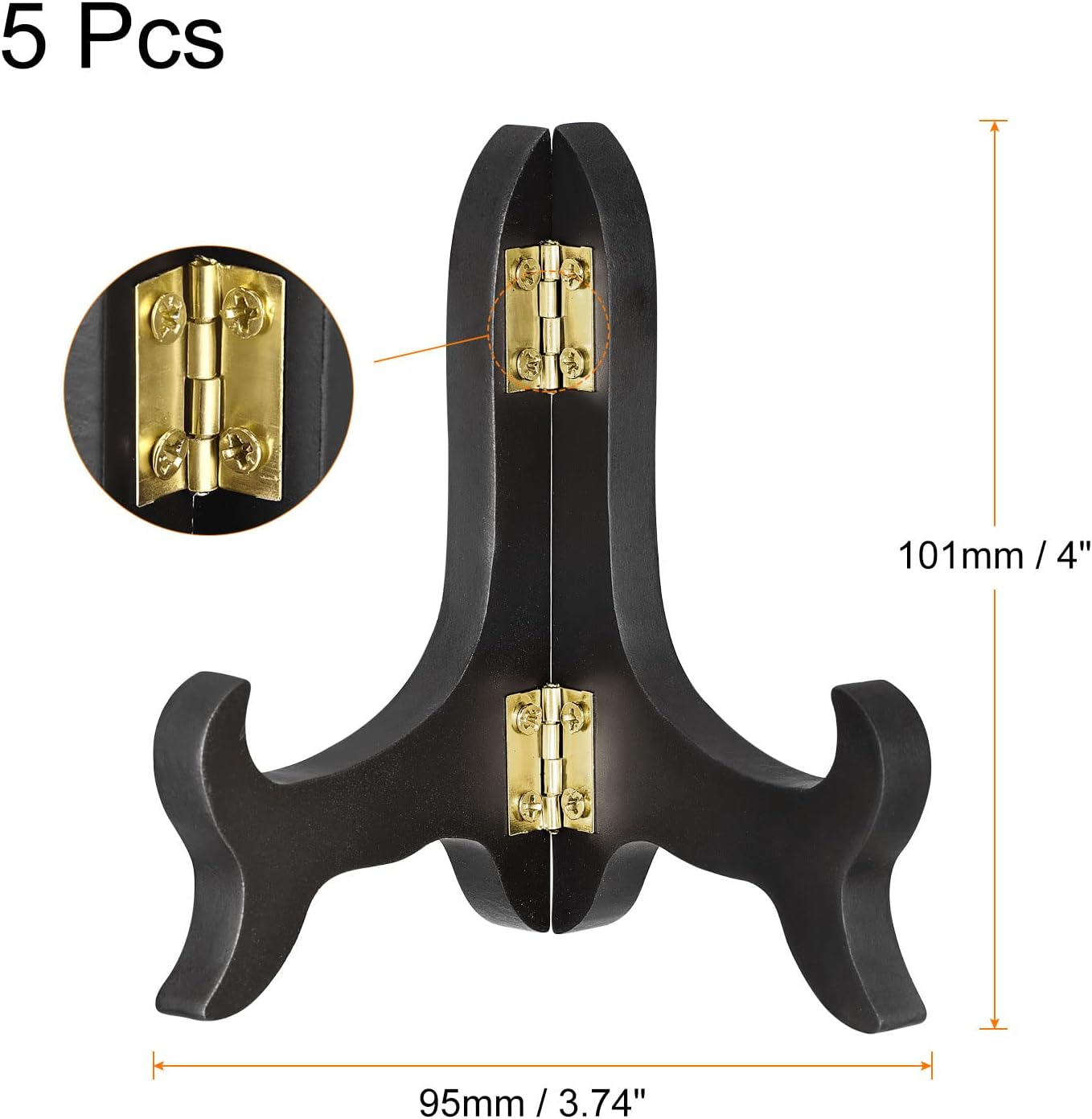 uxcell 5pcs 4" Black Wooden Folding Easel Plate Holders for Decorative Picture Frame Display