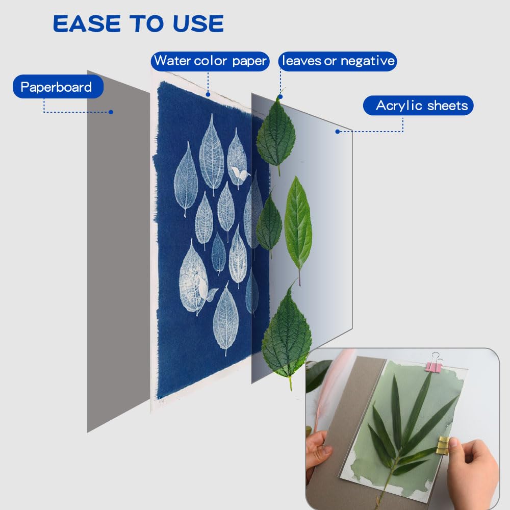 ACADOIT Solar Sun Print Paper Cyanotype Art Paper for Arts Crafts DIY(A4 30 Sheets)