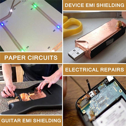 AIYUNNI Copper Foil Tape (2 inch X 66 FT) with Double-Sided Conductive Adhesive for Guitar & EMI Shielding,Stained Glass Making,Electrical Repairs,Paper Circuits,Soldering,Grounding,DIY Copper Tape