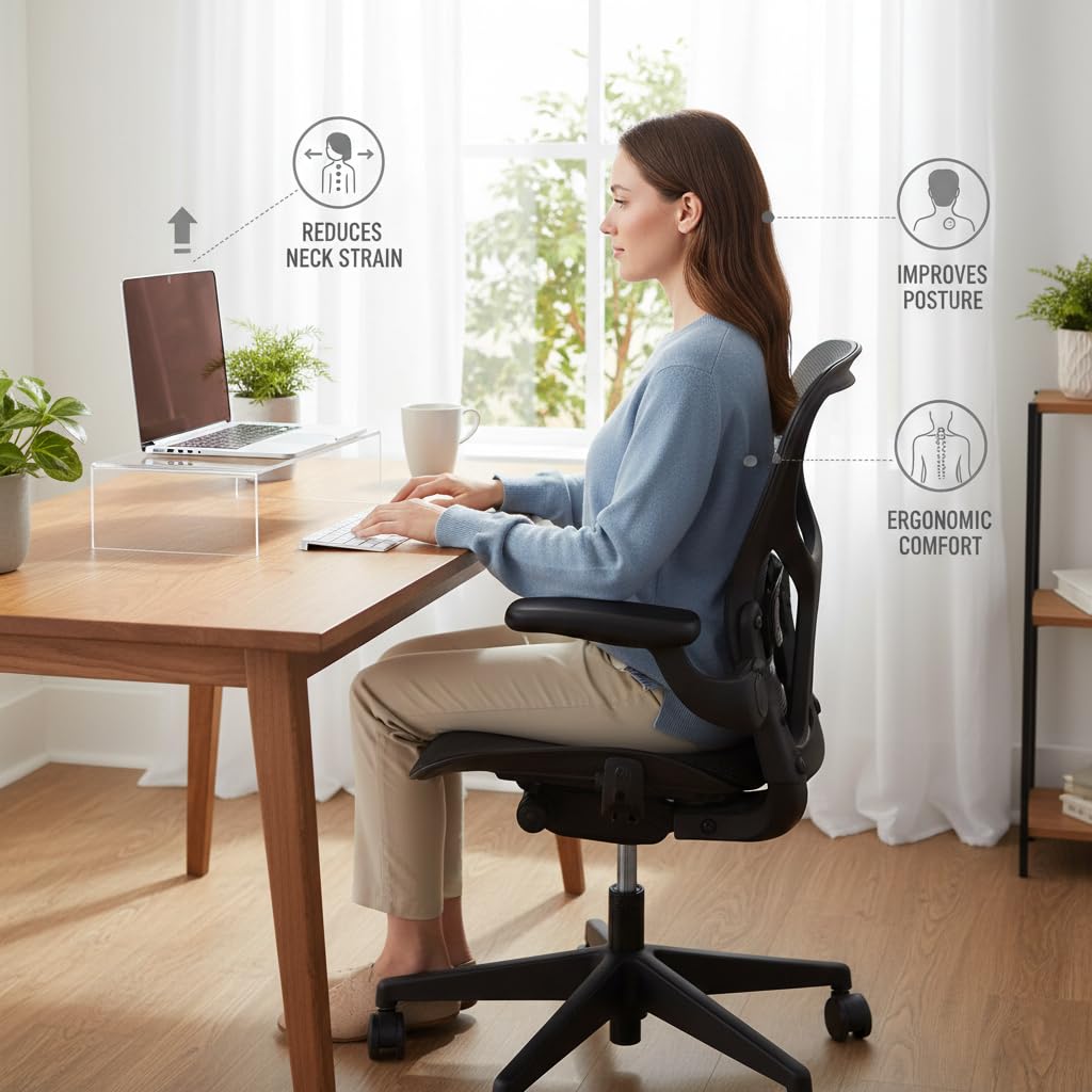 Azar 515360 Acrylic Monitor Stand Riser – Made in USA Laptop stand and Monitor Riser Acrylic Monitor Stand Riser Clear Laptop Stand for Desk Ergonomic Display Riser, Clear (21-Inch-Luxury Handcrafted)