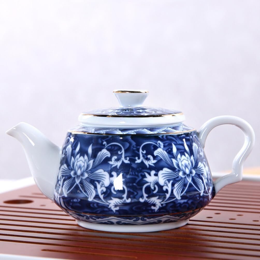 Alipis Porcelain Teapot, Blue and White Chinoiserie Chinese Teapot with Strainer Hole for Kung Fu Tea