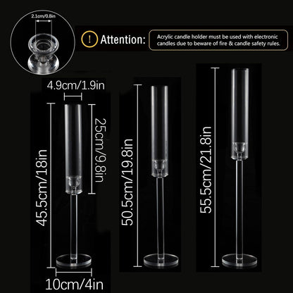 Vincidern 6pcs Clear Taper Candle Holder Set, Centerpieces for Tables, Acrylic Candlestick Holder for Dining Table, Wedding, Party, Holiday, Home Decor