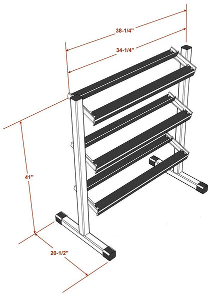 DF515- Three Tier 36" Dumbbell Rack by Deltech Fitness