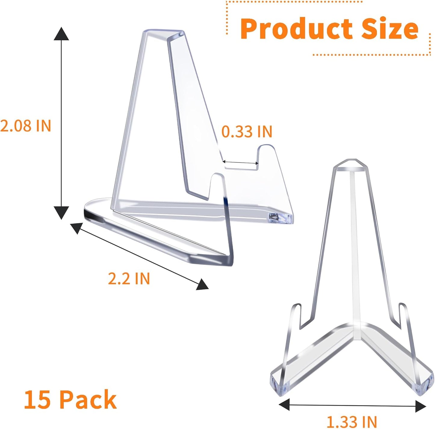 15 Pack Card Display Stands - Acrylic Clear Mini Stands for Sports Cards, Challenge Medals, and Trading Cards