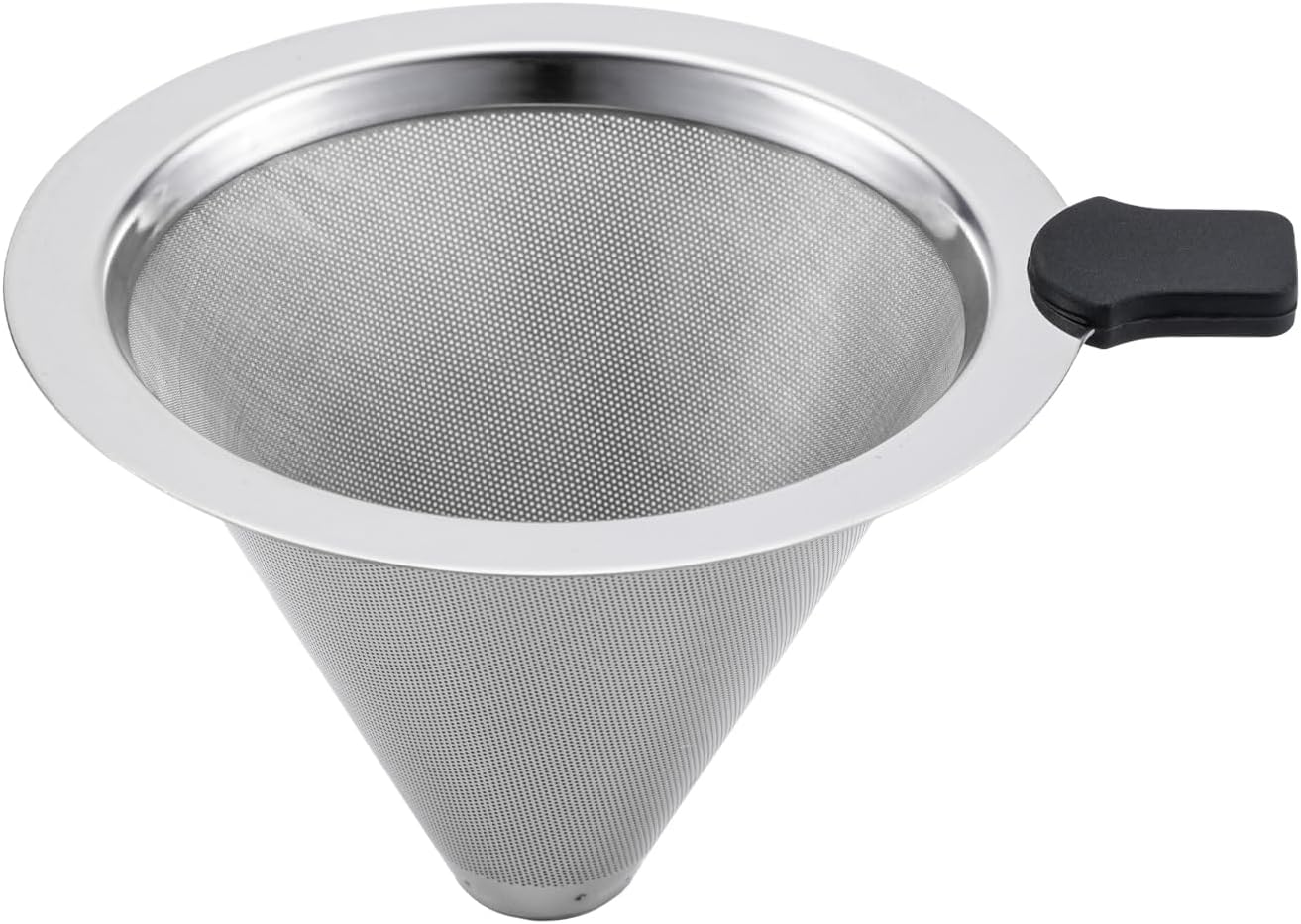 Small Size Pour Over Coffee Dripper, CAMPINGLIFE Reusable Stainless Steel Maker for 1-2 Cup (Silver)