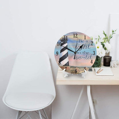 KiuLoam Summer Coastal Lighthouse Round Wall Clock, Silent Non-Ticking, Battery Operated, Easy to Read Decorative Art