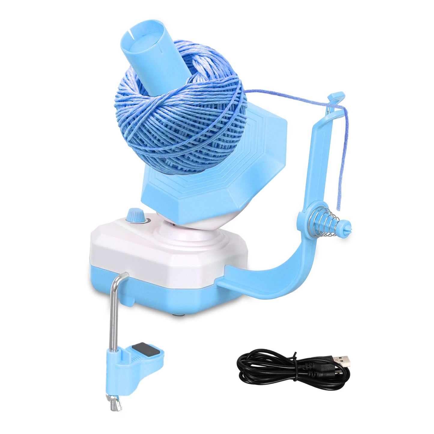 Electric Yarn Ball Winder,Yarn Winder for Crocheting,10oz Large Capacity Automatic Yarn Cake Winder Wool Spinner Roller for Crochet Lovers,Dual-Spring Strong Tension Stepless Speed Yarn Spinner