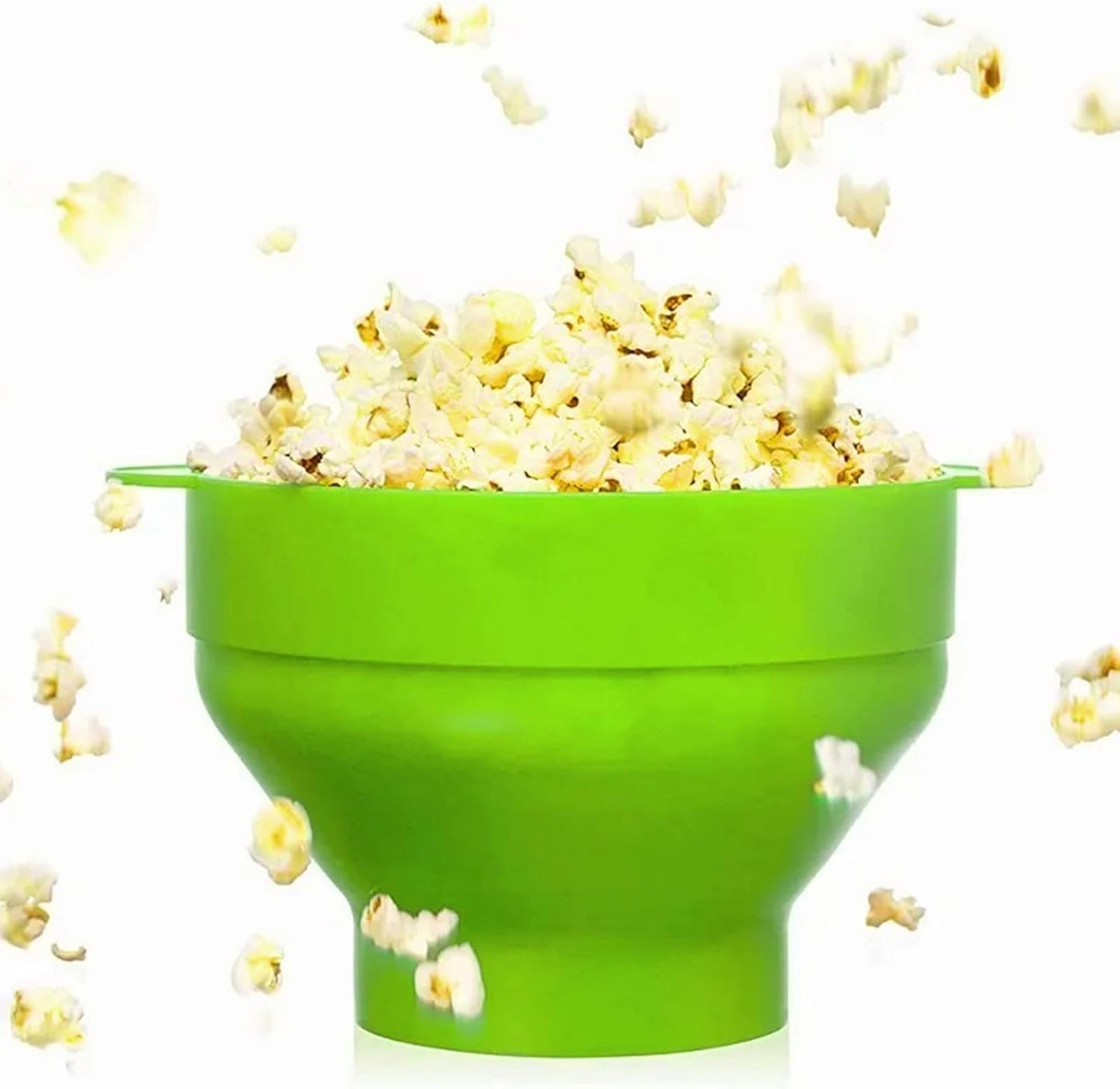 Collapsible Silicone Popcorn Popper Bowl with Lid, Microwave Hot Air Popcorn Maker, Silicone Collapsible Bowl