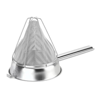 10-Inch Stainless Steel Fine Mesh Chinois Strainer, Large Strainer Reinforced Bouillon Strainer for Sauces, Soups, Purees, Pastes, Jelly, Custard, Curds and etc.