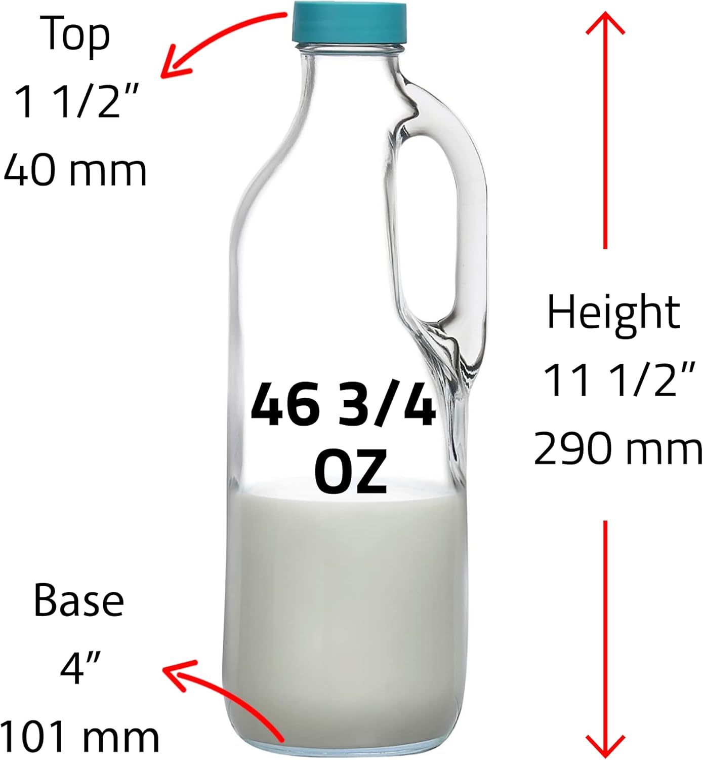 2 47oz Pc Clear Glass Pitchers with Handles and Lids - Airtight Refrigerator Water Juice Jugs for Kitchen