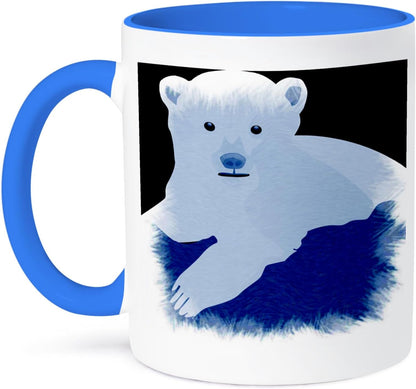 3dRose "Icy Blue Polar Bear" Two Tone Blue Mug, 11 oz, Animal Art, Multicolor