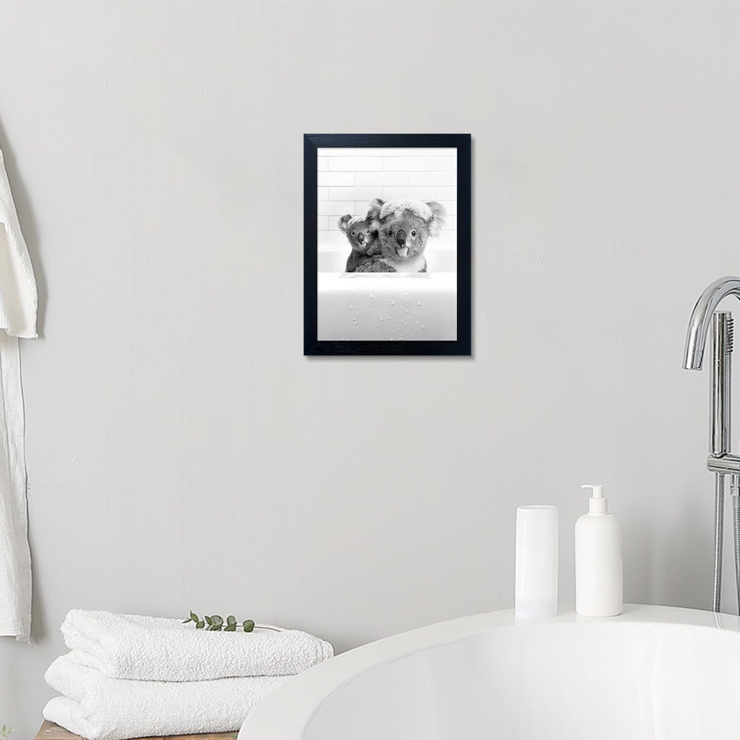 Yecohom Art Black and White Bathroom Decor Animals Koalas Wall Art Funny Animal Pictures Artwork for Kids Room Take