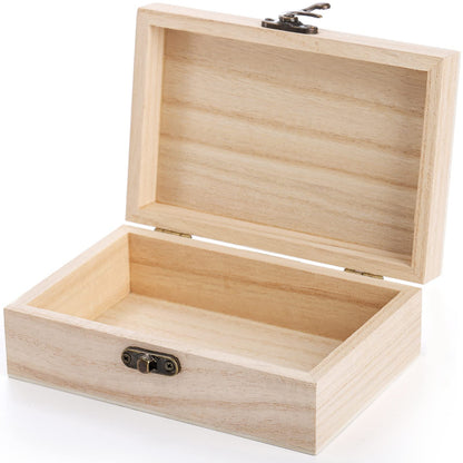 yarlung 8 Pack Unfinished Wooden Boxes for Crafts, 6x4x2 Inch Small Jewelry Storage Box Unpainted DIY Gifts Boxes for Treasure Chest Art Hobbies Memory Box, Hinged Lid with Front Clasp