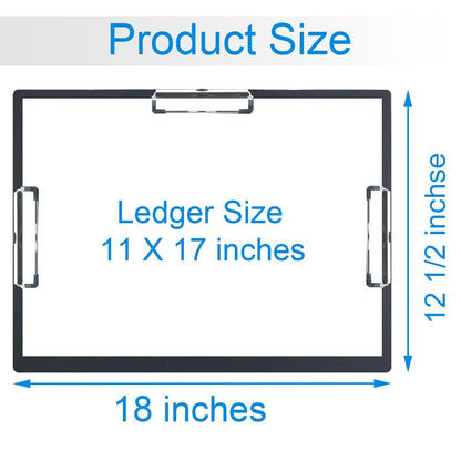 Acocony 11x17 Clipboard Three Clip Super Tough Extra Large Clipboard PP Plastic Not Fragile 11 x 17 Clipping Board Black Pack of 1