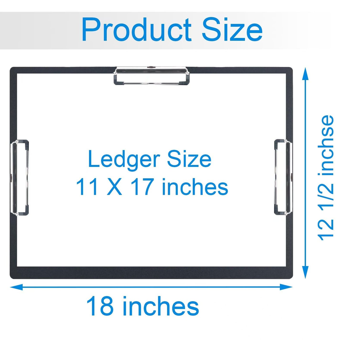 Acocony 11x17 Clipboard Three Clip Super Tough Extra Large Clipboard PP Plastic Not Fragile 11 x 17 Clipping Board Black Pack of 2